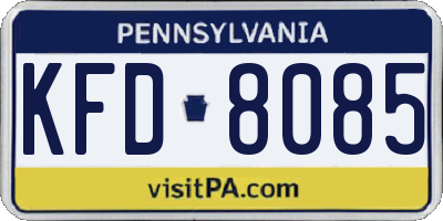 PA license plate KFD8085