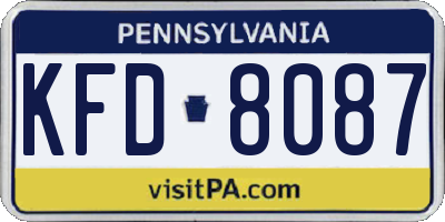 PA license plate KFD8087