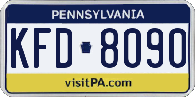 PA license plate KFD8090