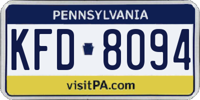 PA license plate KFD8094