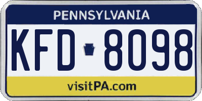 PA license plate KFD8098
