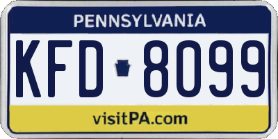 PA license plate KFD8099