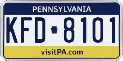 PA license plate KFD8101