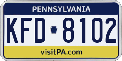 PA license plate KFD8102