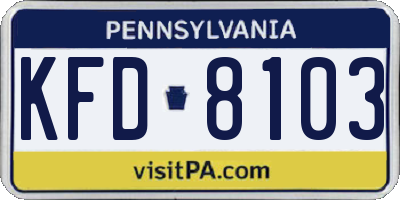 PA license plate KFD8103