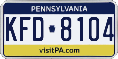 PA license plate KFD8104