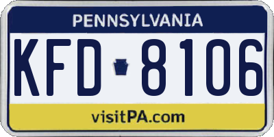 PA license plate KFD8106
