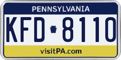 PA license plate KFD8110