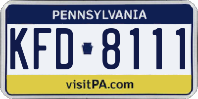 PA license plate KFD8111