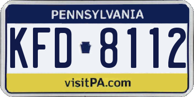 PA license plate KFD8112