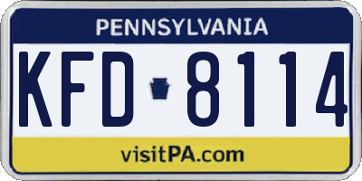 PA license plate KFD8114