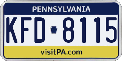 PA license plate KFD8115