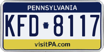 PA license plate KFD8117