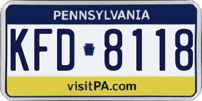 PA license plate KFD8118