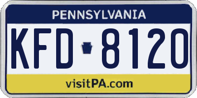 PA license plate KFD8120