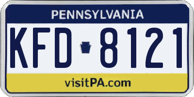 PA license plate KFD8121