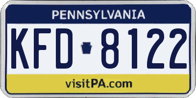 PA license plate KFD8122