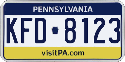 PA license plate KFD8123