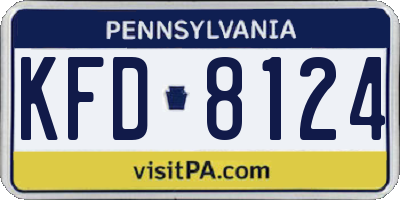 PA license plate KFD8124