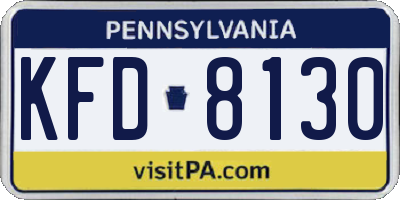 PA license plate KFD8130