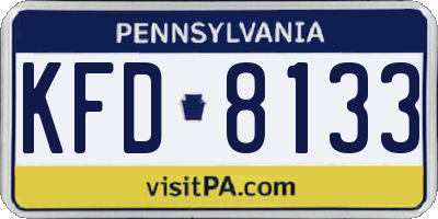 PA license plate KFD8133