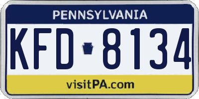 PA license plate KFD8134