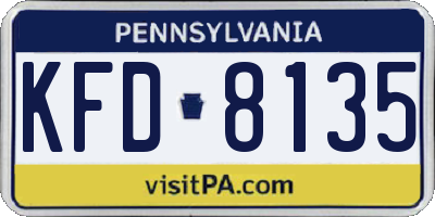 PA license plate KFD8135