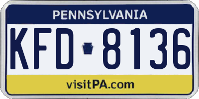 PA license plate KFD8136