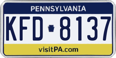 PA license plate KFD8137