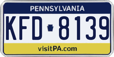 PA license plate KFD8139