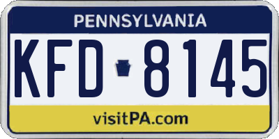 PA license plate KFD8145