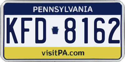 PA license plate KFD8162