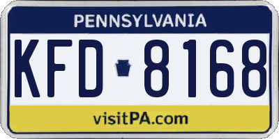 PA license plate KFD8168