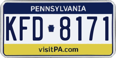 PA license plate KFD8171