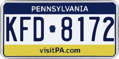 PA license plate KFD8172