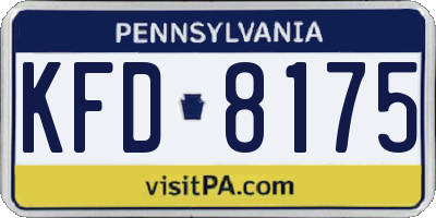 PA license plate KFD8175