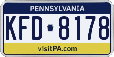 PA license plate KFD8178