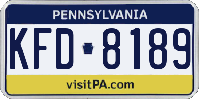 PA license plate KFD8189