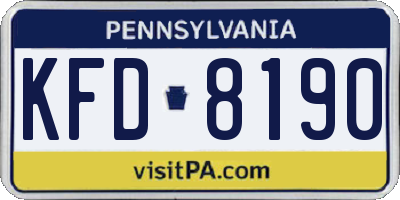 PA license plate KFD8190