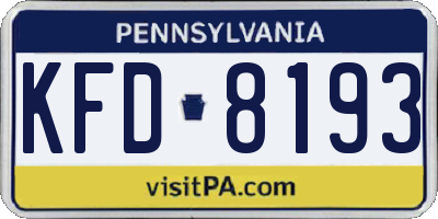 PA license plate KFD8193