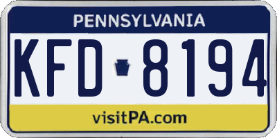 PA license plate KFD8194