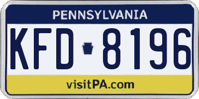 PA license plate KFD8196