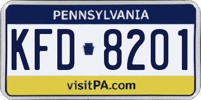 PA license plate KFD8201