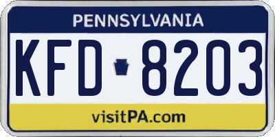 PA license plate KFD8203