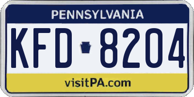 PA license plate KFD8204