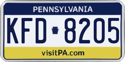 PA license plate KFD8205
