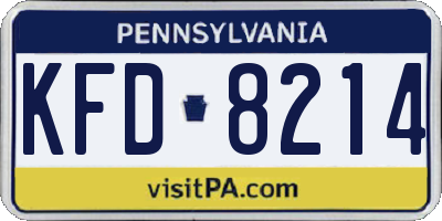 PA license plate KFD8214
