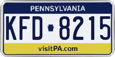 PA license plate KFD8215