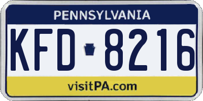 PA license plate KFD8216
