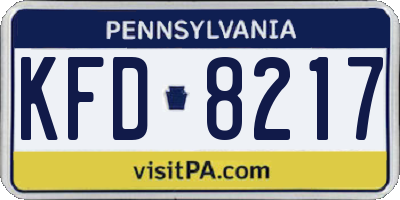PA license plate KFD8217